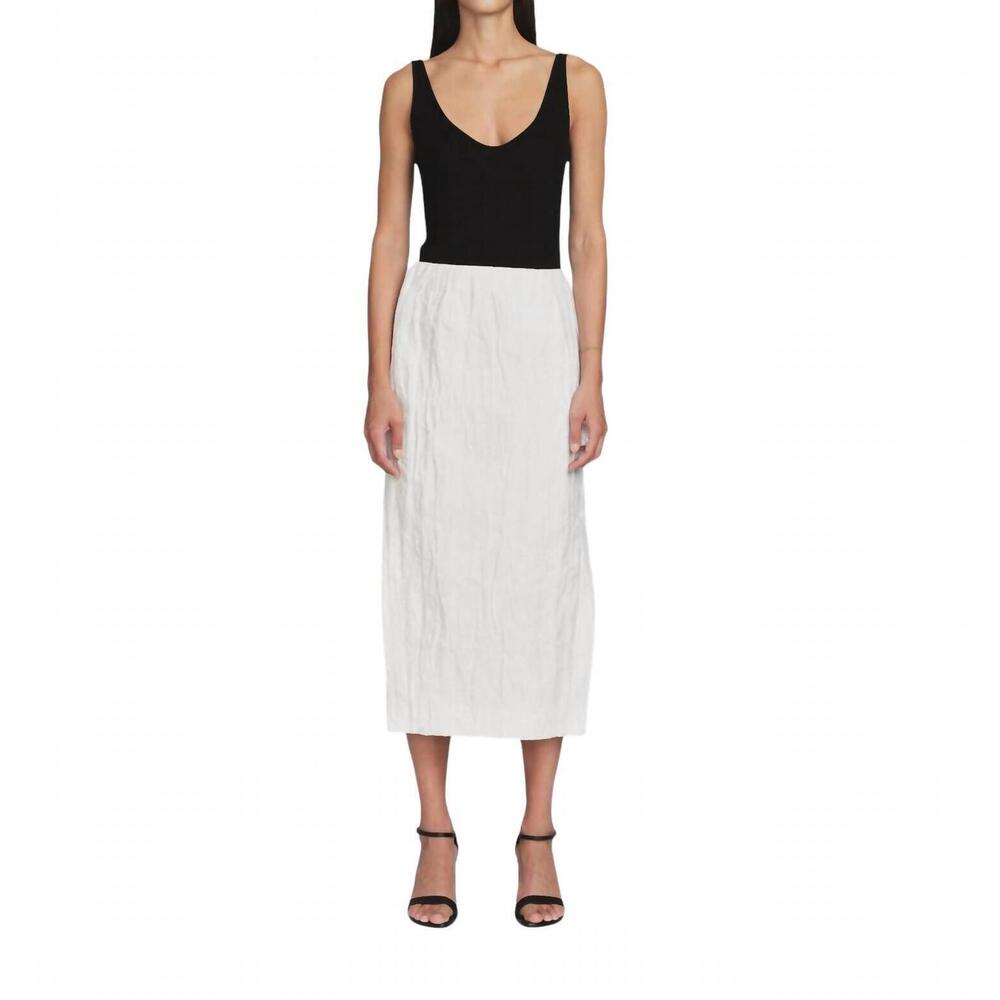 NEW CO COLLECTIONS crinkle cotton slit skirt in ivory